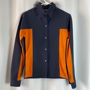 NWT Women’s Boardroom Sport Drytech button up Long Sleeve Shirt. Grey and Orange